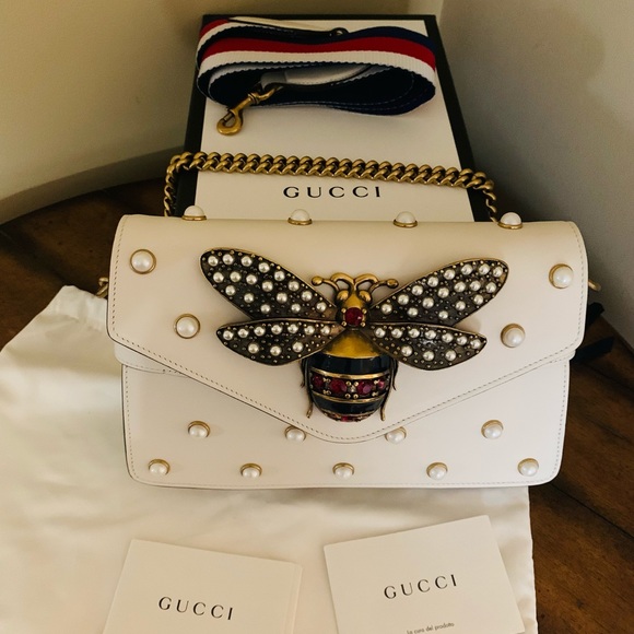 Gucci Broadway Bee ๐ Crossbady Pearl studded Ivory - Picture 5 of 12